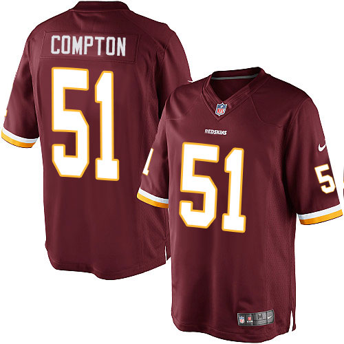 Men's Limited Will Compton Nike Jersey Burgundy Red Home - #51 NFL Washington Redskins